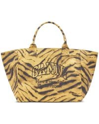 Ganni - Recycled Cotton Xxl Tote Bag - Lyst