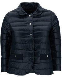Herno - Down Jacket With Collar And Branded Buttons - Lyst