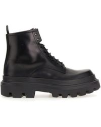 Dolce & Gabbana - Ankle Boot With Logo Plaque - Lyst