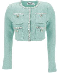 Self-Portrait - Light Crop Jacket With Jewel Buttons - Lyst