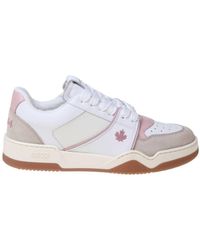 DSquared² - White And Pink Leather And Suede Sneakers - Lyst
