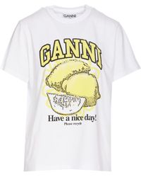Ganni - 'lemons' T-shirt - Lyst