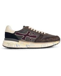 Premiata - 'mick' Brown Fabric And Suede Sneakers - Lyst