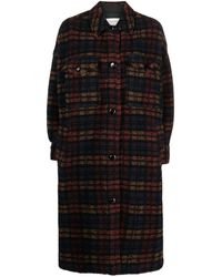MARANT ETOILE Plaid-pattern Oversize Coat - Black