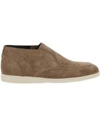 Doucal's - Beige Lace-up Shoes With Tone-on-tone Stitching In Suede Man - Lyst