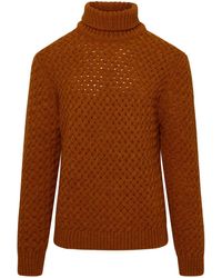 Lardini - Orange Alpaca Wool Blend Turtleneck Sweater - Lyst