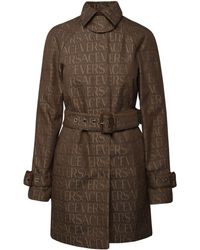 Versace - Brown Cotton Blend Trench Coat - Lyst