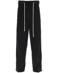Palm Angels - Drawstring Cotton Pants With Side Bands - Lyst