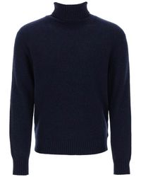 Ami Paris - Melange Effect Cashmere Turtleneck Sweater - Lyst