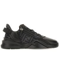 Fendi - Flow Vitello Leather & Logo Jacquard Sneakers - Lyst