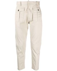 DSquared² - Mid-Rise Cotton Tapered Trousers - Lyst