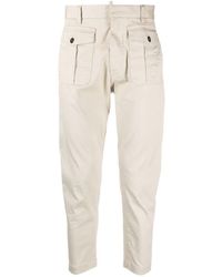 DSquared² - Mid-rise Cotton Tapered Trousers - 50 Ecru' - Lyst
