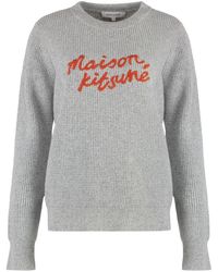 Maison Kitsuné - Crew-Neck Wool Sweater - Lyst