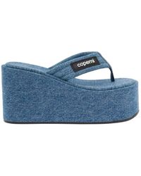 Coperni - Light Sandals With Wedge And Logo Patch - Lyst