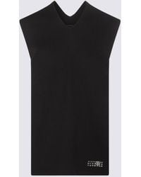 MM6 by Maison Martin Margiela - Black Cotton And Wool Blend Knitted Vest - Lyst