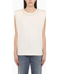 Golden Goose - Cotton Tank Top With Pearl Detail - Lyst