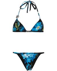 Dolce & Gabbana - Flower Print Triangle Bikini Set - Lyst