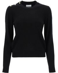 Ganni - Sweater With Butterfly Buttons - Lyst