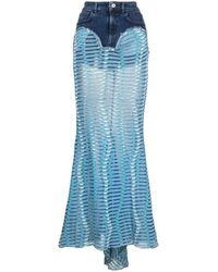 VITELLI - Wave Jacquard + Denim Mermaid Skirt Clothing - Lyst