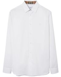 Burberry - ' Cotton Shirt With Classic Collar And Rounded Hem - Lyst