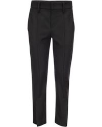 Brunello Cucinelli - Slim Cigarette Trousers In Stretch Virgin Wool Cover-up With Ankle Slit - Lyst