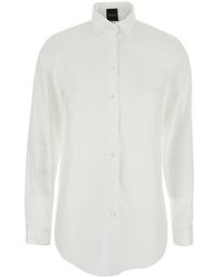 Plain - Shirt With Classic Collar And Curved Hem - Lyst