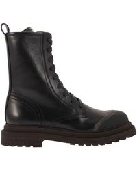 Brunello Cucinelli - Leather Boot With 'precious Contour - Lyst