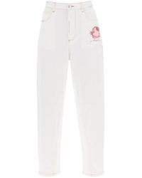 Marni - "Jeans With Embroidered Logo And Flower Patch - Lyst