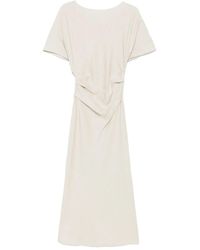 STAUD - Amelie Linen Midi Dress Natural - Lyst