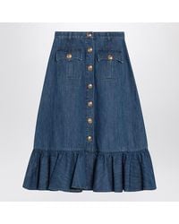 Valentino Garavani - Denim Midi Skirt - Lyst