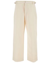 Jacquemus - 'le Pantalon Jean' Beige Loose Pants With A Button In Cotton And Linen Man - Lyst