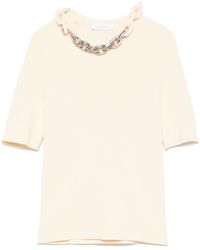 Rabanne - Silk And Cotton T-Shirt With Chain - Lyst