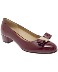 Ferragamo - Burgundy Ballerinas With Squared Heel In Leather Woman - Lyst