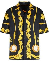 Versace - Shirt With Cuban Collar And All-Over Graphic Print - Lyst