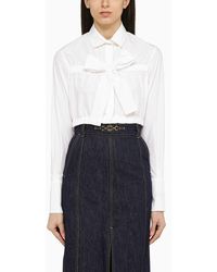 Patou - White Cropped Shirt With Bow - Lyst