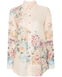 Zimmermann - Halliday Shirt In Ramie With Floral Print - Lyst