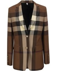 Burberry Sidon - Vintage Check Wool Tailored Jacket - Brown