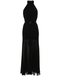 Elisabetta Franchi - Long Semi-Sheer Dress With Open Back - Lyst