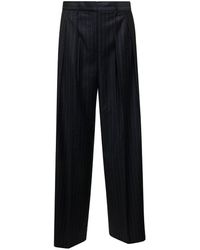 Theory - Dark Grey Tailored Pinstripe Pants In Wool Woman - Lyst
