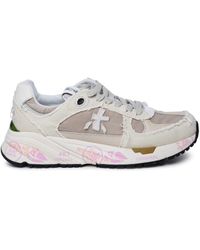 Premiata - 'mased' Beige Leather And Nylon Sneakers - Lyst