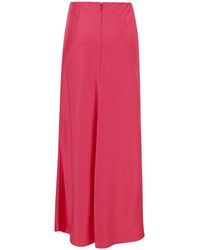 Pinko - Long Pink Skirt With Draped Detail In Satin Woman - Lyst