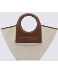 Hereu - Beige And Brown Chestnut Leather And Canvas Cala Tote Bag - Lyst