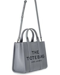 Marc Jacobs - The Leather Medium Tote Grey Handbag - Lyst