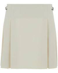 Low Classic - White Pleated Mini-skirt In Tech Fabric Woman - Lyst
