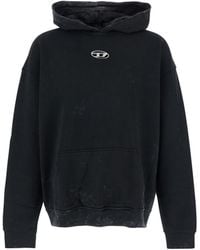 DIESEL - Hoodie With Logo Patch On The Front And Faded Effect - Lyst