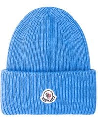 Moncler - Wool Beanie Hat With Logo - Lyst