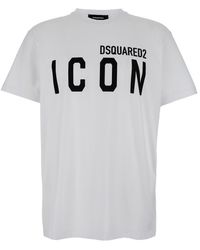 DSquared² - Crewneck T-Shirt With Maxi Logo Print On The Front - Lyst