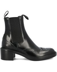 Saint Laurent - 50Mm Vicent Leather Brogue Chelsea Boots - Lyst