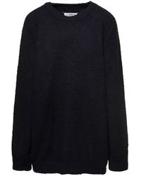 Maison Margiela - Oversized Black Sweater With Ribbed Trim In Cotton Blend Woman - Lyst