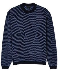 Emporio Armani - Geometric-Pattern Wool Sweater - Lyst